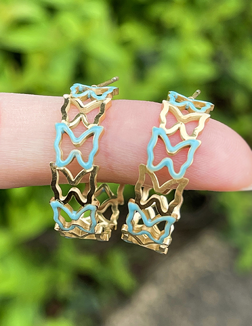 Fashion Gold Titanium Cutout Butterfly Earrings