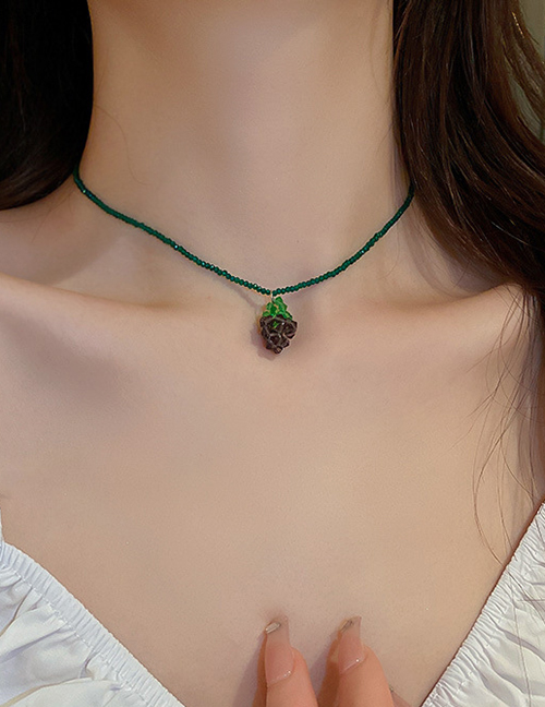 Fashion Green Crystal Grape Necklace