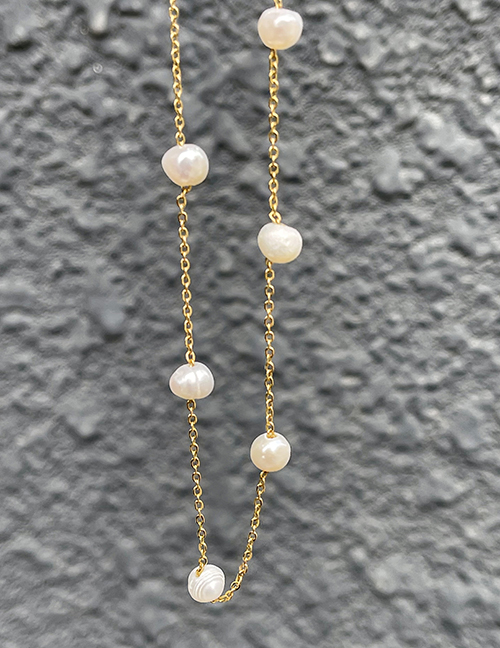 Fashion Gold Alloy Pearl Chain Necklace