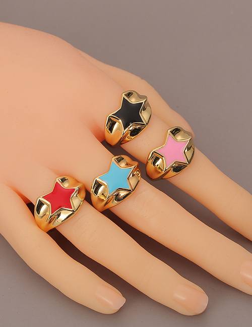Fashion Black Geometric Dripping Five-pointed Star Ring