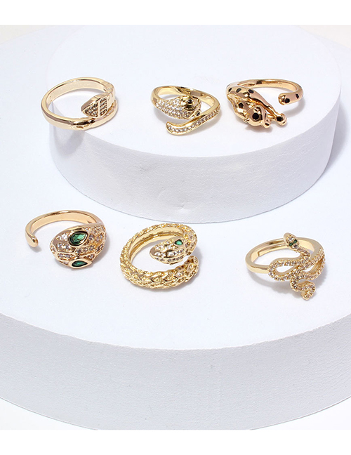 Fashion F14260-5 Gold-plated Copper And Zirconium Serpentine Open Ring