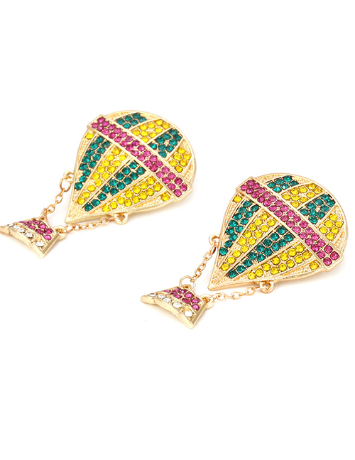 Fashion Color Alloy Color Diamond Hot Air Balloon Stud Earrings