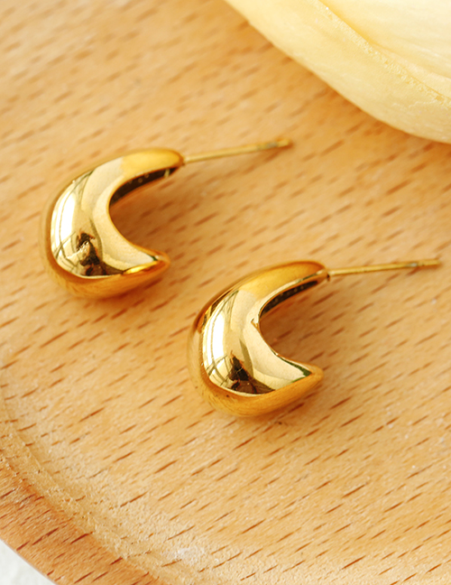 Fashion Gold Titanium Steel Geometric Irregular Earrings