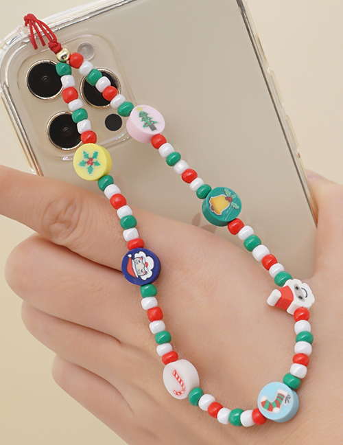 Fashion Color Glass Rice Beads Beaded Soft Ceramic Christmas Mobile Phone Chain
