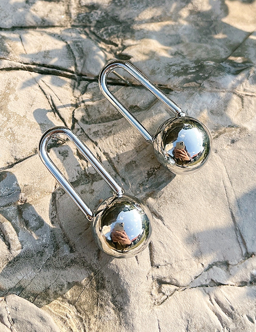 Fashion Silver Alloy Geometric Round Bead Earrings