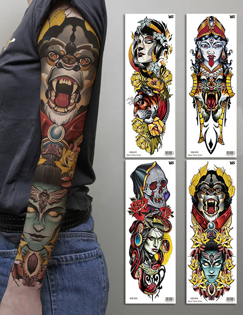 Fashion 4# Water Transfer Beauty And Beast Full Arm Tattoo Stickers