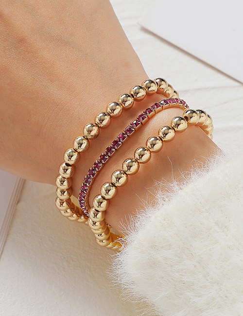 Fashion Gold Alloy Rhinestone Claw Chain Beaded Bracelet Set
