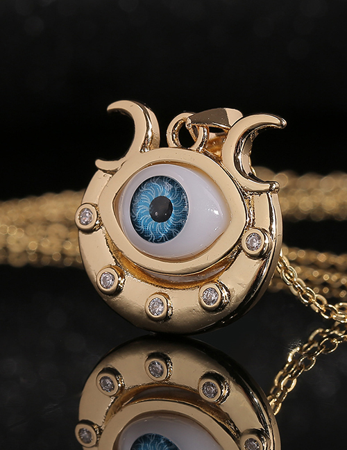 Fashion Gold Copper Gilded Eye Moon Necklace