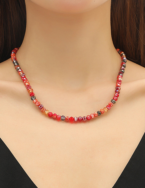 Fashion 13# Geometric Crystal Beaded Necklace Set