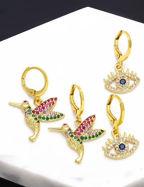 Fashion B Brass Diamond Eye Earrings