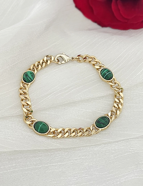 Fashion Green Copper Resin Thick Chain Twist Bracelet