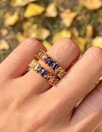 Fashion Color Copper Inlaid Zirconium Irregular Ring