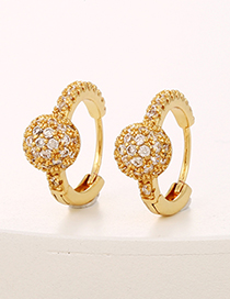 Fashion Gold Copper Inlaid Zirconium Round Bead Ear Ring