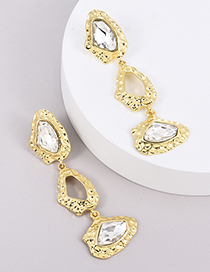 Fashion Gold Alloy Inlaid Geometry Earrings