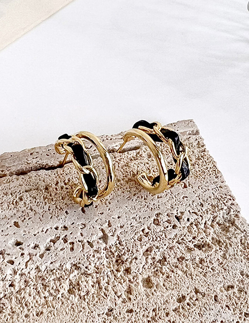 Fashion Gold Velvet Chain Braided C-shaped Stud Earrings