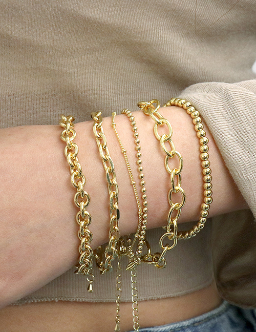 Fashion A Solid Copper Geometric Chain Bracelet