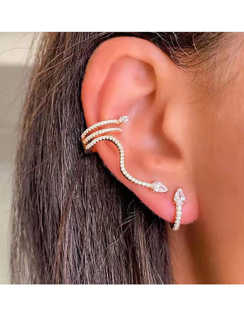 Ear Cuff De Serpiente Con Diamantes De Aleación