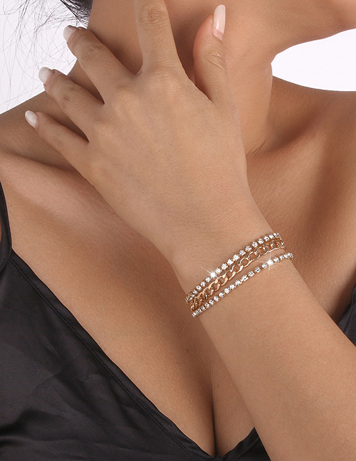 Fashion Gold Geometric Diamond Claw Chain Bracelet
