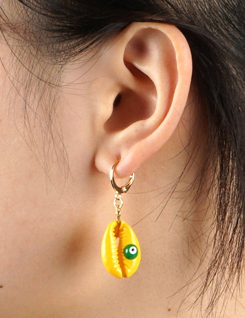 Fashion 1# Geometric Color Shell Eye Hoop Earrings