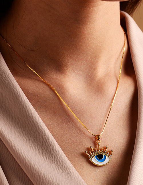 Fashion Gold Alloy Diamond Drop Oil Eye Necklace