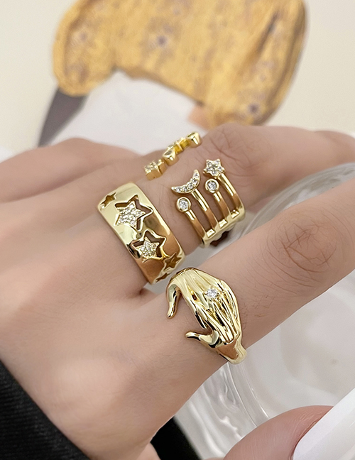 Fashion Gold Brass Set Zircon Finger Ring