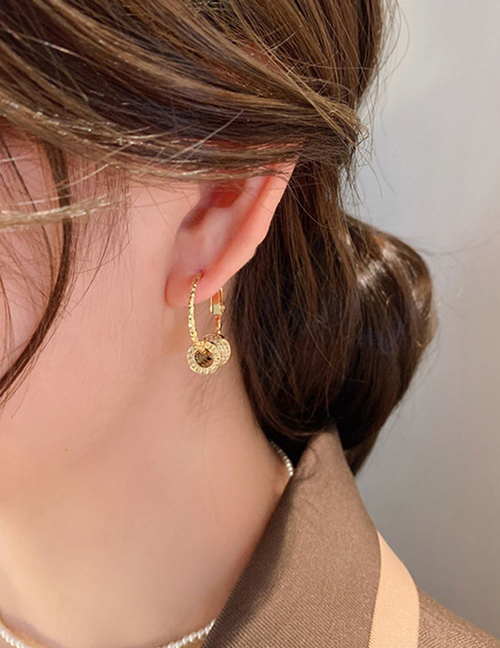 Fashion Gold Brass Diamond Small Waist Earrings