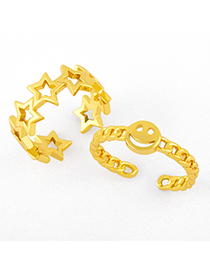 Fashion A Smiley Glossy Open Five-pointed Star Ring