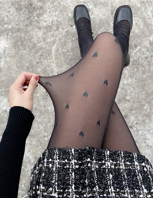 Nylon Translucent Polka Dot Love Print All-in-one Leggings