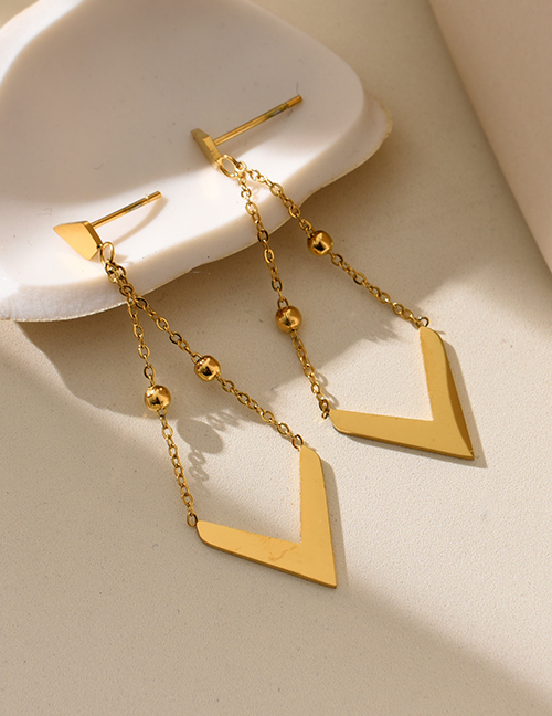 Fashion Gold Titanium Steel Geometric Drop Earrings