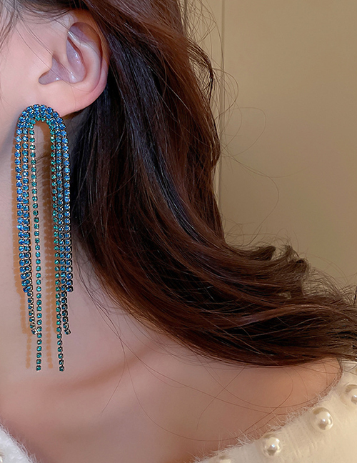 Fashion Silver (tassel) Alloy Diamond Tassel Earrings