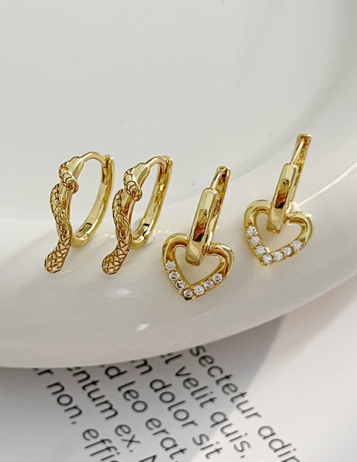 Fashion Golden 1 Copper Paved Zirconia Heart Drop Earrings