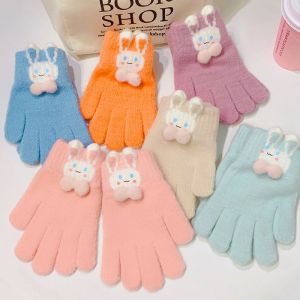 Fashion 22# White Cartoon Doll Children's Five-finger Gloves
