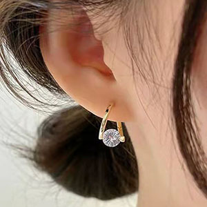 Fashion Gold Metal Diamond Geometric Round Earrings