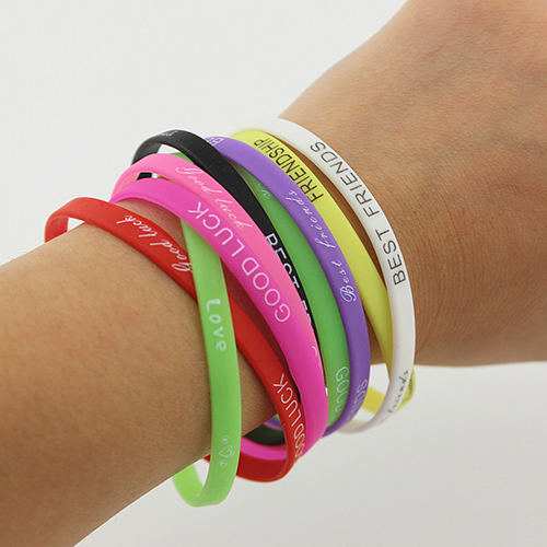 Fashion Luminous Style (color Mixed Hair) Wide Silicone Colorful Alphabet Wrist Band