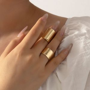 Fashion Gold Alloy Geometric Glossy Ring Set