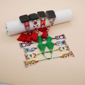 Fashion H Rice Beads Woven Christmas Tree Tassel Watch Strap