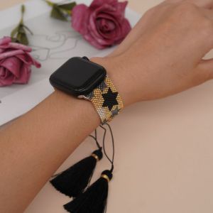 Fashion Gold Rice Beads Braided Five-pointed Star Tassel Watch Strap