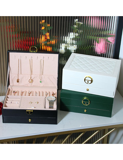 Fashion Green Double Drawer Jewelry Storage Box