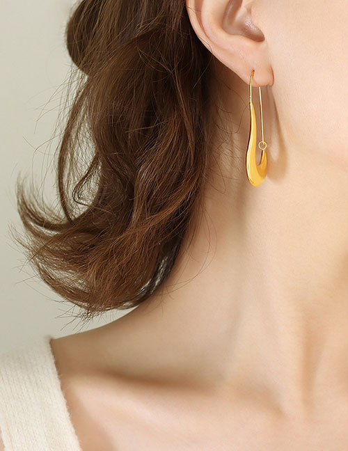 Fashion Gold Titanium Geometric Brooch Stud Earrings