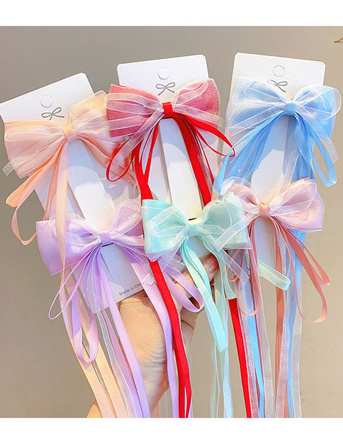 Fashion Pink Ribbon Pair Clip Fabric Bow Tie Clip
