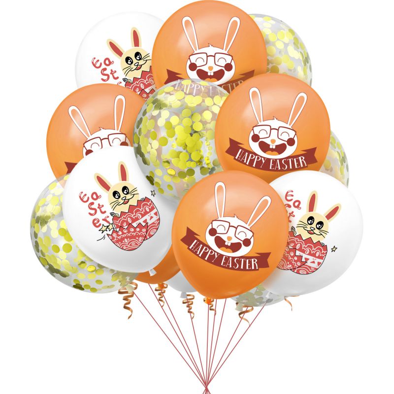 Fashion 3 White Rabbits + 3 Orange Rabbits + 4 Golden Polka Dots Cartoon Rabbit Latex Balloon Set