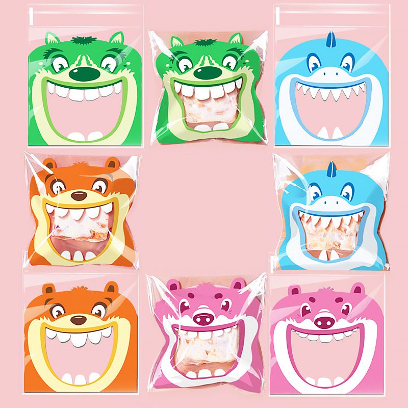 Fashion Cartoon Big Mouth Four-in-one [14*14+3cm] About 100 Pieces Plastic Printed Self-adhesive Packaging Bags