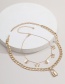 Fashion White K Butterfly Lock Pendant Alloy Multilayer Necklace