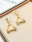 Fashion White Alloy Diamond Pearl Hollow Bow Earrings