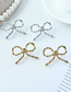 Fashion Silver Alloy Pleated Bow Stud Earrings