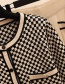 Fashion Black Checked Round Neck And Buttoned Cardigan Knitted Trousers Suit