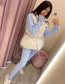 Fashion White Rabbit Fur High Lapel Top Knitted Trousers Suit