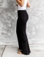 Fashion Black High-waisted Flared Frayed Trousers
