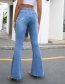 Fashion Light Blue High-rise Stretch Flared Jeans