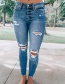 Fashion Blue High-rise Ripped Jeans